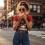 CHAOS MOOD Koszulka damska z szerokim dekoltem - obrazek 6