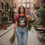 CHAOS MOOD Koszulka damska z szerokim dekoltem - obrazek 7