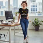 NOT PERFECT Koszulka damska z szerokim dekoltem - obrazek 4