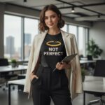 NOT PERFECT Koszulka damska z szerokim dekoltem - obrazek 5