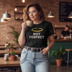 NOT PERFECT Koszulka damska z szerokim dekoltem - obrazek 8