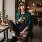 NOT PERFECT Koszulka damska z szerokim dekoltem - obrazek 3