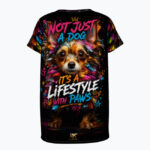 SMALL DOG. ZERO FEAR Damski T-shirt  z Szerokim Dekoltem - obrazek 2
