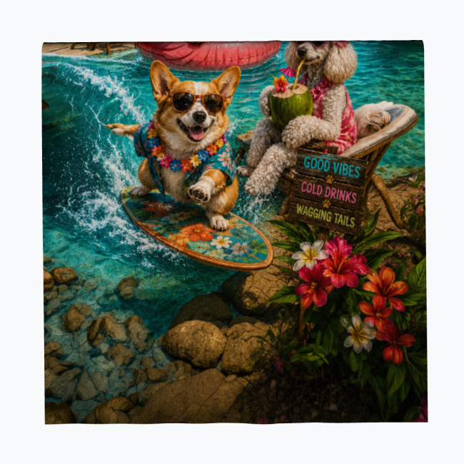 21d5a60a87e7a0c57d12f595c86467022bd76e54.jpg DOGS ON VACATION Ręcznik Plażowy - obrazek 1