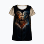 COSMIC UNITY Damski T-shirt z Szerokim Dekoltem
