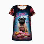 DONUT WORRY Damski T-shirt  z Szerokim Dekoltem