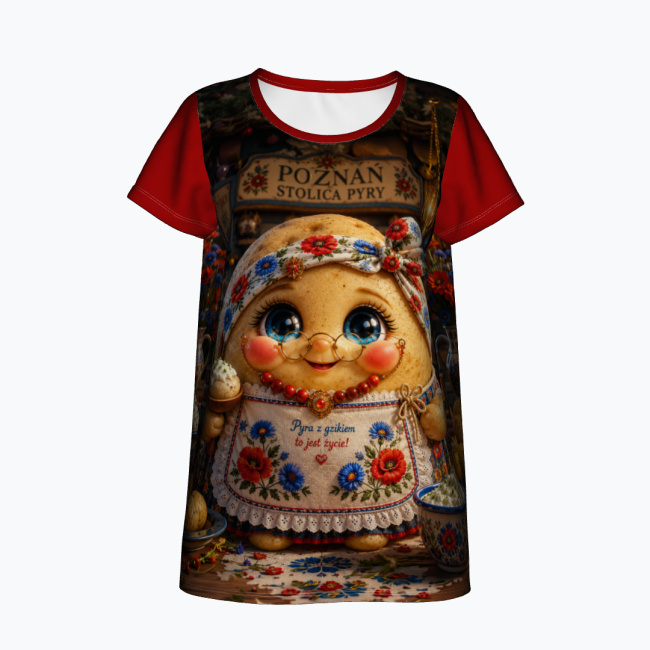 2c5cbf250c682dc0fadc3c70351613adce84f26d.jpg PYROSŁAWA Damski T-shirt z Szerokim Dekoltem - obrazek 1