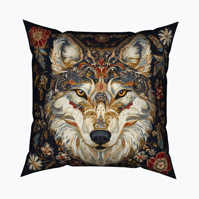 470daffed02cfa8207e98356b8026b12843584da.jpg ROYAL FOLK WOLF Kwadratowa Poduszka Welurowa - obrazek 1