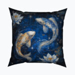IMPERIAL MOON KOI Kwadratowa Poduszka Welurowa