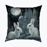 MOON RABBIT Kwadratowa Poduszka Welurowa
