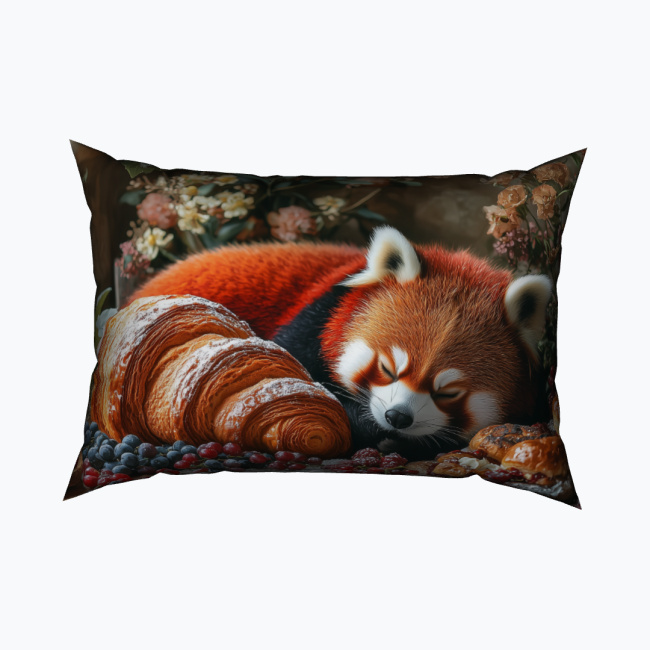98fe07b80f1477930879ae66b1bf1ae4c9d03e99.jpg RED PANDA CROISSANT Prostokątna Poduszka Welurowa - obrazek 1