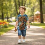 BORN TO EXPLORE Dziecięca Koszulka Sportowa - obrazek 3