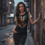 COSMIC UNITY Damski T-shirt z Szerokim Dekoltem - obrazek 3