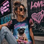 DONUT WORRY Damski T-shirt  z Szerokim Dekoltem - obrazek 6