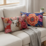 FLOWER LLAMA Prostokątna Poduszka Welurowa - obrazek 3