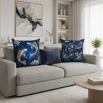 IMPERIAL MOON KOI Kwadratowa Poduszka Welurowa - obrazek 3