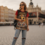 PYROSŁAWA Damski T-shirt z Szerokim Dekoltem - obrazek 7