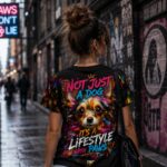 SMALL DOG. ZERO FEAR Damski T-shirt  z Szerokim Dekoltem - obrazek 7