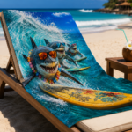 SURFING SHARK PARTY Ręcznik Plażowy - obrazek 4