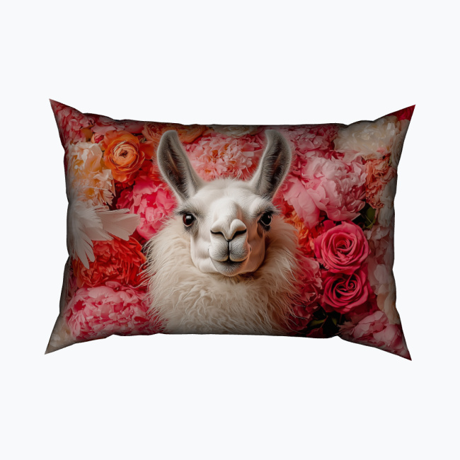 a9ef9a28295e22a445c471bdec11278c4324696e.jpg FLOWER LLAMA Prostokątna Poduszka Welurowa - obrazek 1