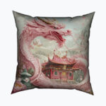 PINK DRAGON Kwadratowa Poduszka Welurowa