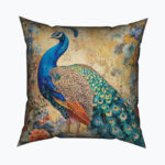 Peacock in Bloom Kwadratowa Poduszka Welurowa