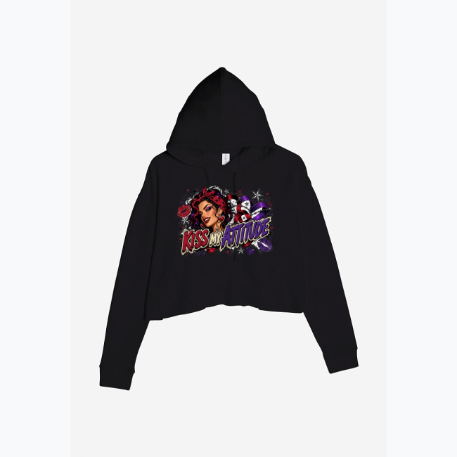 04c4c669a63c14e54812d312c9899a934f1e7590.jpg REBEL ROMANCE Damska Crop Hoodie - obrazek 1