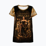 COFFEE QUEEN Damski T-shirt z Szerokim Dekoltem