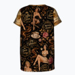 COFFEE QUEEN Damski T-shirt z Szerokim Dekoltem - obrazek 2