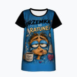 DRZEMKA TO RATUNEK Damski T-shirt z Szerokim Dekoltem