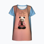 PANDA ZEN Damski T-shirt z Szerokim Dekoltem