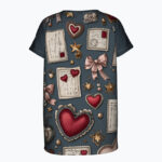 CHARM PATCH DIARY Damski T-shirt z Szerokim Dekoltem - obrazek 2