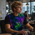 ACID SHIBORI ORBIT Męski T-Shirt Sportowy - obrazek 7