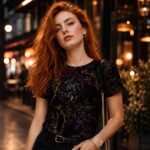 DARK GARDEN Damski T-shirt z Szerokim Dekoltem - obrazek 6