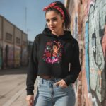DEVILISH KISS Damska  Crop Hoodie - obrazek 5