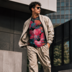 GLITCHED HIBISCUS  Męski T-Shirt Sportowy - obrazek 5