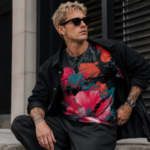 GLITCHED HIBISCUS  Męski T-Shirt Sportowy - obrazek 6