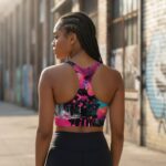 GLITCHED HIBISCUS Top sportowy damski - obrazek 6