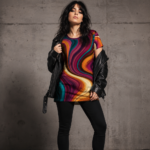 LIQUID 70s PSYCHEDELIA Damski T-shirt z Szerokim Dekoltem - obrazek 5