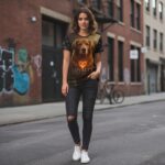 LOYALTY FIRE Damski T-shirt z Szerokim Dekoltem - obrazek 3