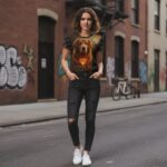 LOYALTY FIRE Damski T-shirt z Szerokim Dekoltem - obrazek 8