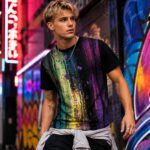 NIGHT BUS WINDOW Męski T-Shirt Sportowy - obrazek 7