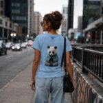 PANDA ZEN Damski T-shirt z Szerokim Dekoltem - obrazek 5