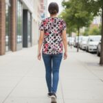 POLKA PUNK ROMANCE Damski T-shirt z Szerokim Dekoltem - obrazek 5