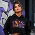 REBEL ROMANCE  Damska Crop Hoodie - obrazek 9