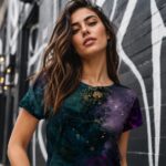 ULTRAVIOLET PETROL AURA Koszulka damska typu butterfly - obrazek 5