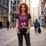 WSZYSTKO POD KONTROLĄ Damski T-shirt z Szerokim Dekoltem - obrazek 7