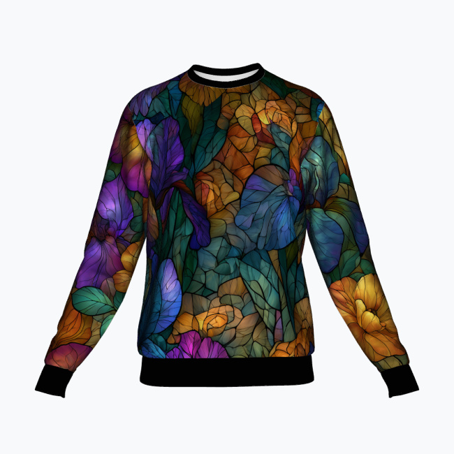 ab8d6c3c6fe4339c0a140bc10b47898ae0d6a018.jpg STAINED GLASS BOTANICAL Bluza Unisex - obrazek 1