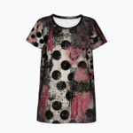 POLKA PUNK ROMANCE Damski T-shirt z Szerokim Dekoltem