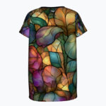STAINED GLASS BOTANICAL Damski T-shirt All-Over-Print z Szerokim Dekoltem - obrazek 2